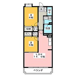 カーサディモーダ 2LDKの間取図画像
