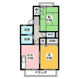 セジュールくらやしき2 2DKの間取図画像