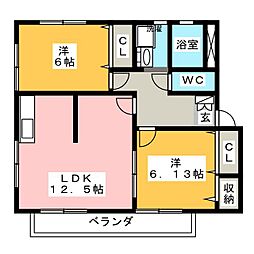 CetainKMK 2LDKの間取図画像
