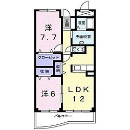 ラフィーネYamaguchi 2LDKの間取図画像
