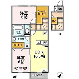 Galaしおつ 2LDKの間取図画像