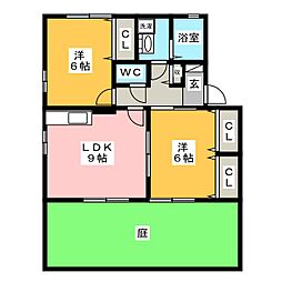 グランシャリオB 2LDKの間取図画像