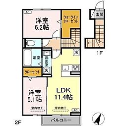 ウィット塩津 2LDKの間取図画像