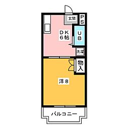 マンションダイアナ 1DKの間取図画像