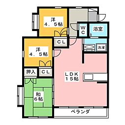 リバーグランドハイツ 3LDKの間取図画像