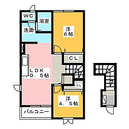 ビューテラスA 2LDKの間取図画像