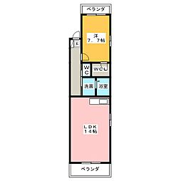メゾンシュミヤ 1LDKの間取図画像
