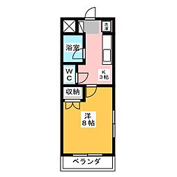 フォレスト岩井 1Kの間取図画像