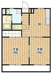 マンションハーヴェスト2 2DKの間取図画像