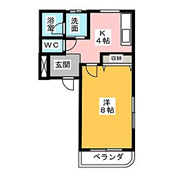 玉家ビル 1Kの間取図画像
