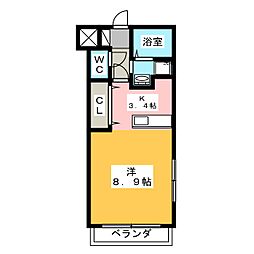 グランストーク・福田 ワンルームの間取図画像