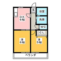 ゆうあい 2DKの間取図画像