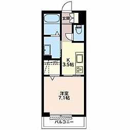 ドルチェ磐田二之宮 1Kの間取図画像