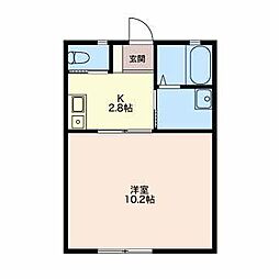 モアハウス磐田 1Kの間取図画像