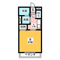 サングリーン 1Kの間取図画像
