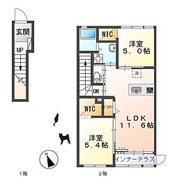 ジェード 2LDKの間取図画像