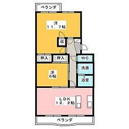 コーポラス三鈴 2LDKの間取図画像