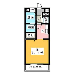 ロワール 1Kの間取図画像