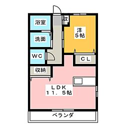 リバティーハイツ 1LDKの間取図画像