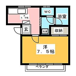 フッティックス 1Kの間取図画像