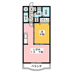 クリスタルパレス 1LDKの間取図画像