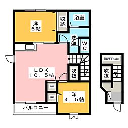 ビューテラスB 2LDKの間取図画像
