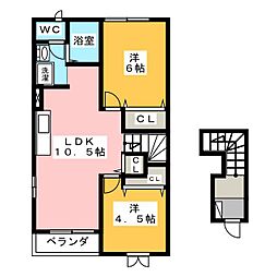 フォルティ 2LDKの間取図画像