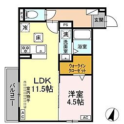 磐田市今之浦2丁目アパート 1LDKの間取図画像