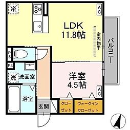 磐田市今之浦2丁目アパート 1LDKの間取図画像