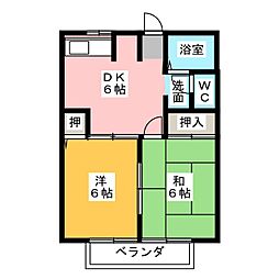メゾン伍番館 2DKの間取図画像