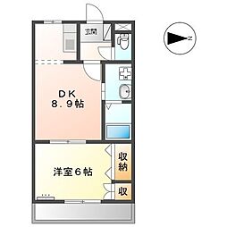 ムーンレインボー 1DKの間取図画像