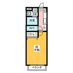 カウベル7 1Kの間取図画像