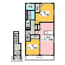 薫コーポ2 2LDKの間取図画像