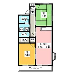 ベルコーポ 2LDKの間取図画像