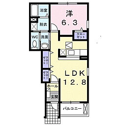 サウスメゾン淳B 1LDKの間取図画像