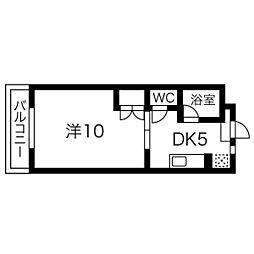 マンションオアシス2 1DKの間取図画像