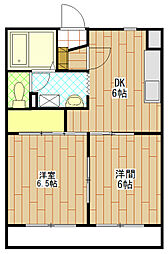 マンションカトレア3 2DKの間取図画像