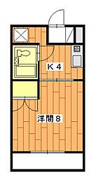 フレッシュハイツ 1Kの間取図画像