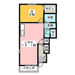 ハイバリー 1LDKの間取図画像