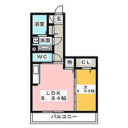 シャルマン・ドミール 1LDKの間取図画像