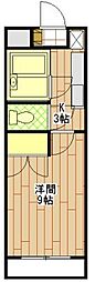 パストラーレ2 1Kの間取図画像