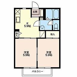 ソレイユ藤 2Kの間取図画像
