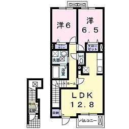 サンリットガーデンB 2LDKの間取図画像
