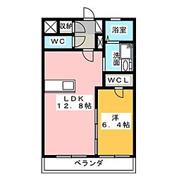 グランドール立野 1LDKの間取図画像