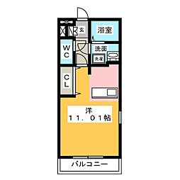 グランストーク新貝 1Kの間取図画像