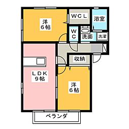 コート・ラフィーネA 2LDKの間取図画像