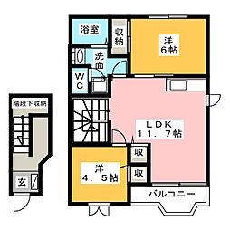サニーフォレストA 2LDKの間取図画像