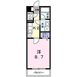 ジェンテ 1Kの間取図画像