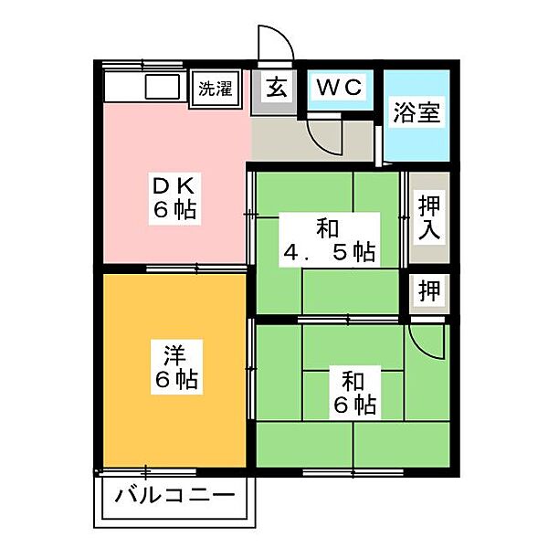 コーポ鈴木 ｜静岡県三島市中(賃貸アパート3DK・2階・45.36㎡)の写真 その2