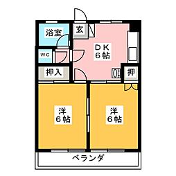 小川ビル 2DKの間取図画像